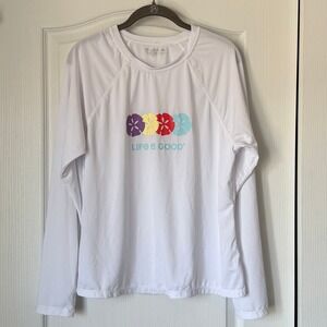 Life Is Good Sun Shirt Sand Dollars White Women's Size XL